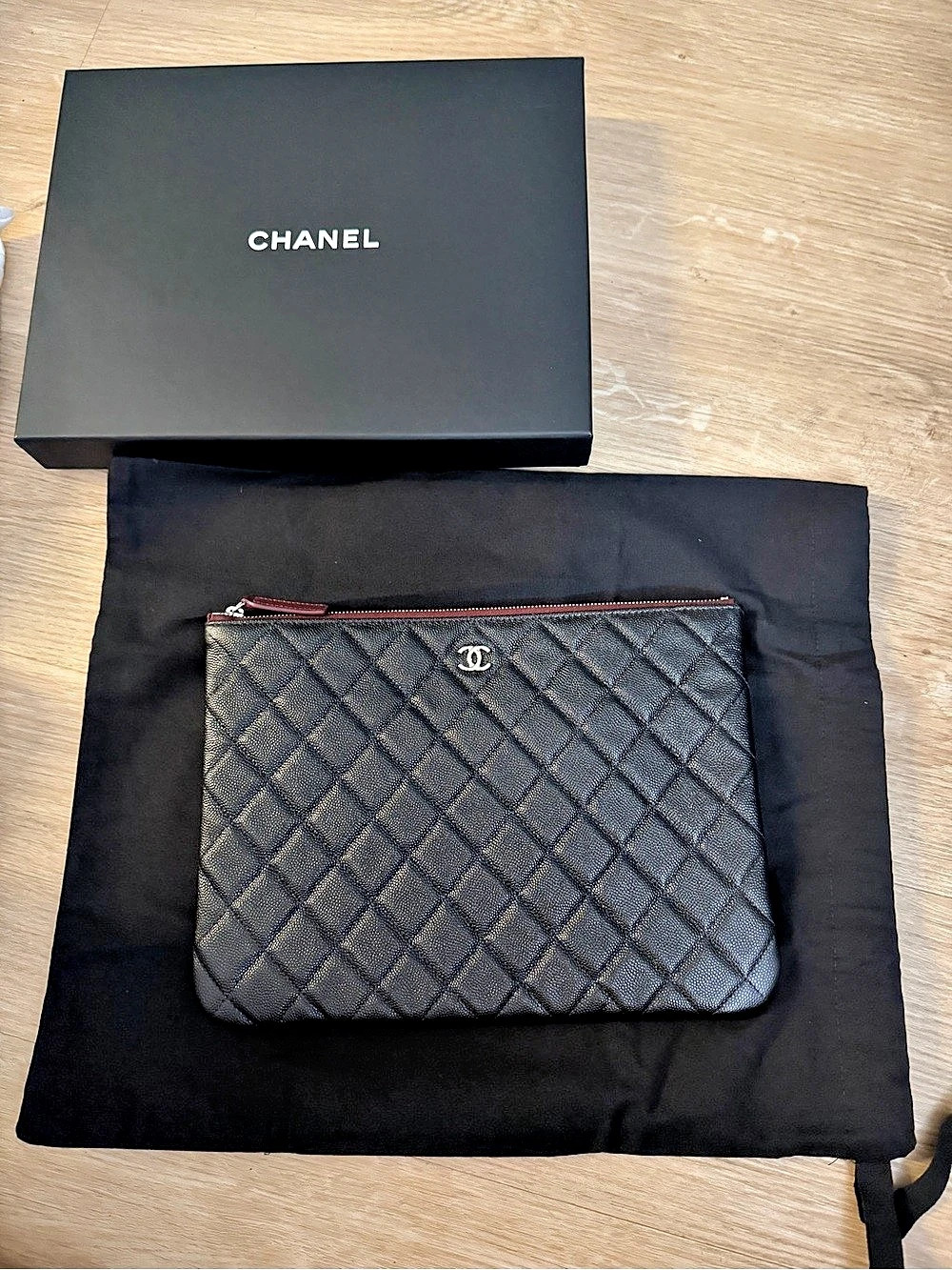 Chanel Quilted Caviar Medium O-Case Black